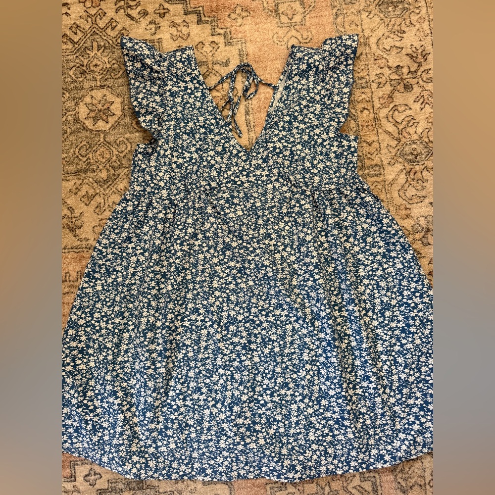 Blue and White Floral Dress